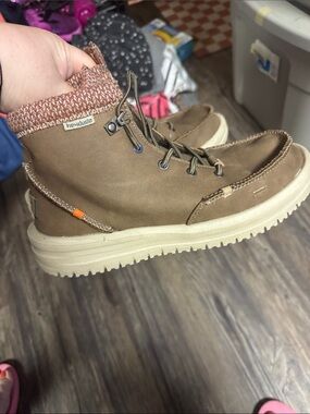 Hey Dude Brown Kids Ankle Boot with Cream Sole